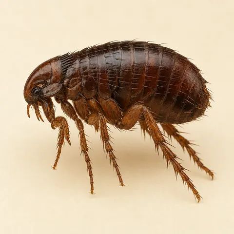 Extreme close-up of a cat flea