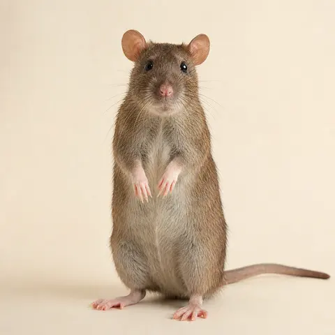 Brown rat sitting upright
