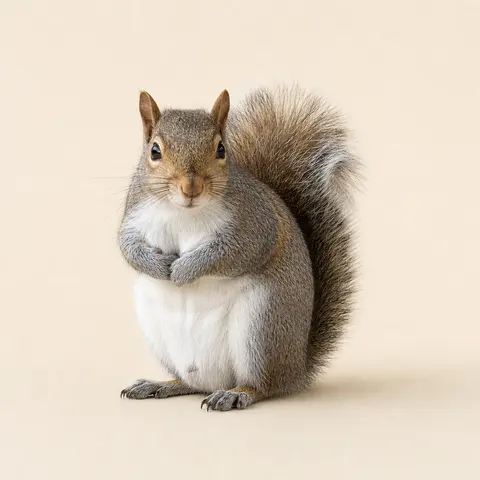 Eastern gray squirrel sitting upright