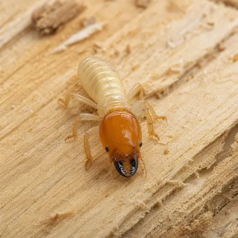Termite soldier on weathered wood
